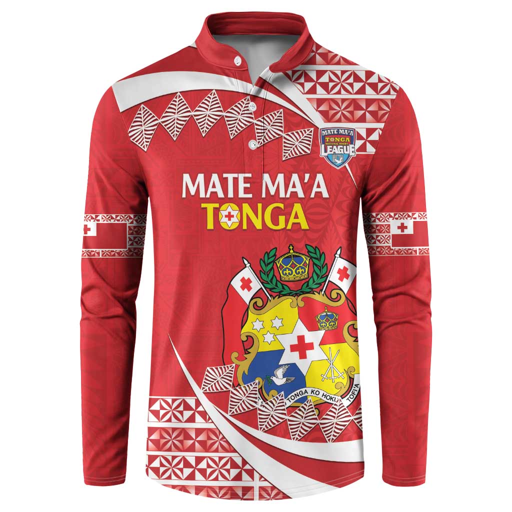 Custom Mate Maa Tonga Button Sweatshirt 2024 Go Champions LT14 Red - Polynesian Pride