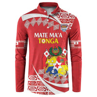 Custom Mate Maa Tonga Button Sweatshirt 2024 Go Champions LT14 Red - Polynesian Pride