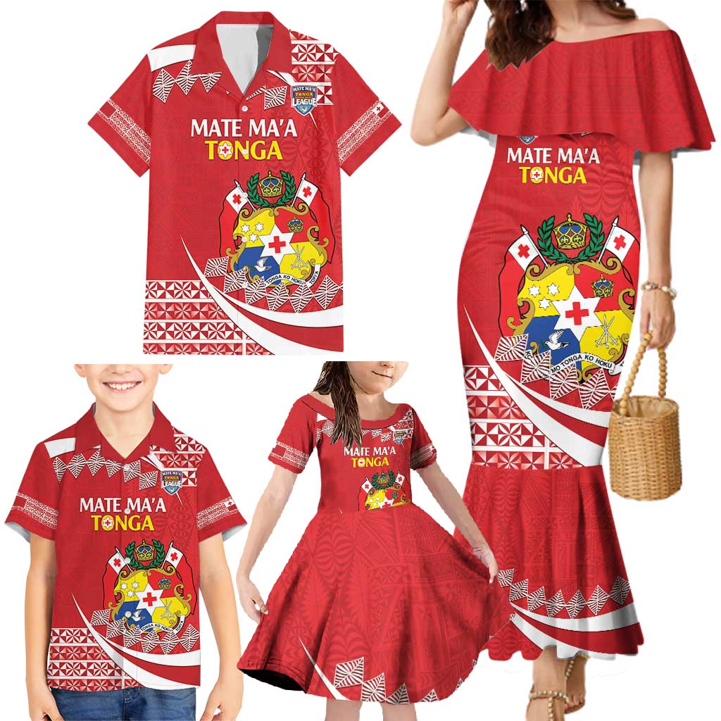 Custom Mate Maa Tonga Family Matching Mermaid Dress and Hawaiian Shirt 2024 Go Champions