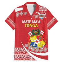 Custom Mate Maa Tonga Family Matching Mermaid Dress and Hawaiian Shirt 2024 Go Champions LT14 Dad's Shirt - Short Sleeve Red - Polynesian Pride