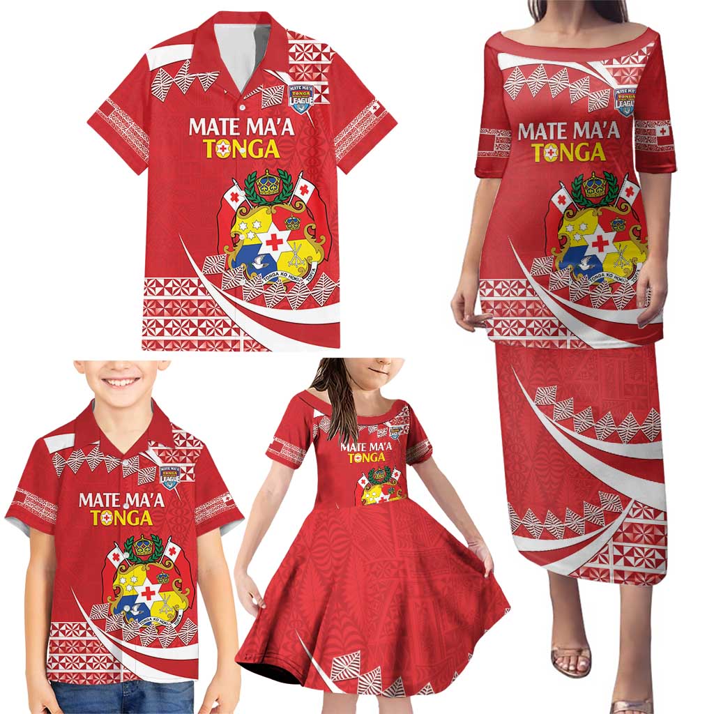 Custom Mate Maa Tonga Family Matching Puletasi and Hawaiian Shirt 2024 Go Champions