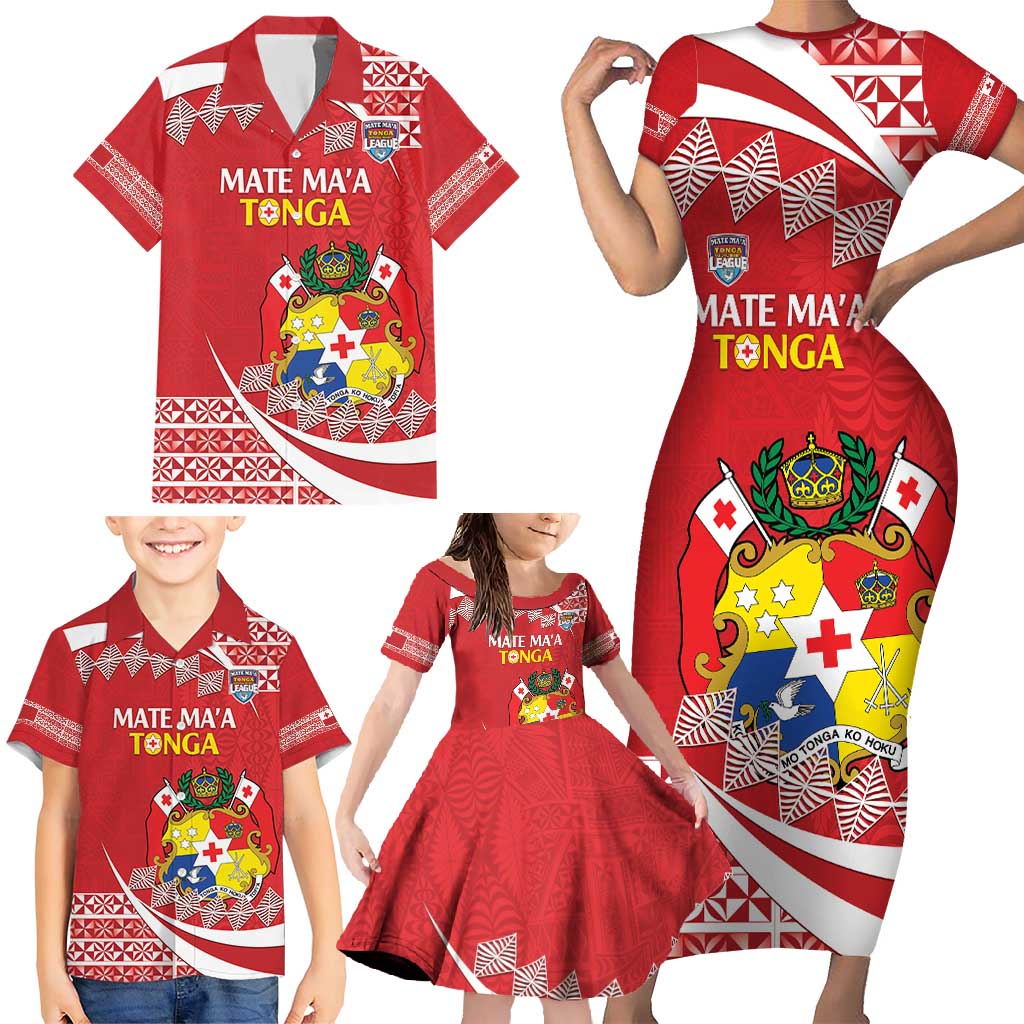 Custom Mate Maa Tonga Family Matching Short Sleeve Bodycon Dress and Hawaiian Shirt 2024 Go Champions