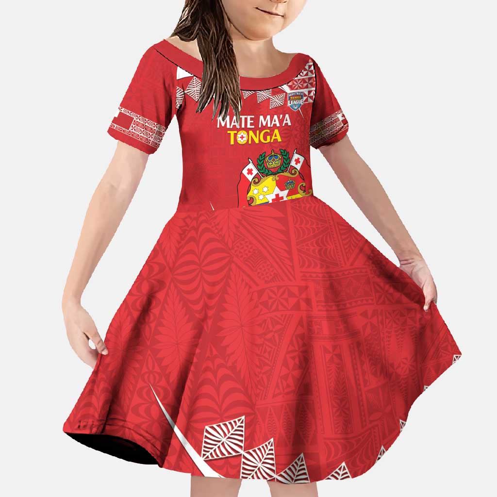 Custom Mate Maa Tonga Family Matching Summer Maxi Dress and Hawaiian Shirt 2024 Go Champions LT14 Daughter's Dress Red - Polynesian Pride
