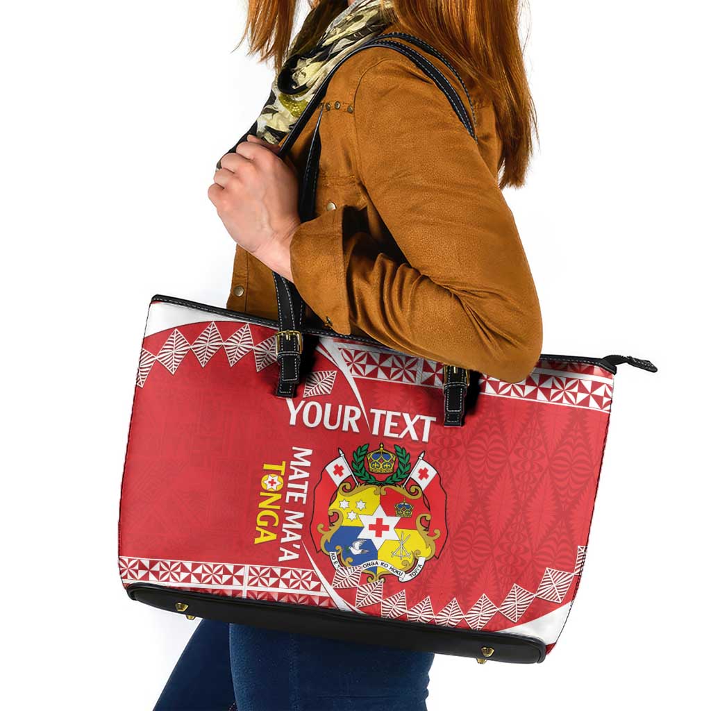 Custom Mate Maa Tonga Leather Tote Bag 2024 Go Champions LT14 Red - Polynesian Pride
