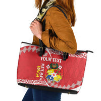Custom Mate Maa Tonga Leather Tote Bag 2024 Go Champions LT14 Red - Polynesian Pride