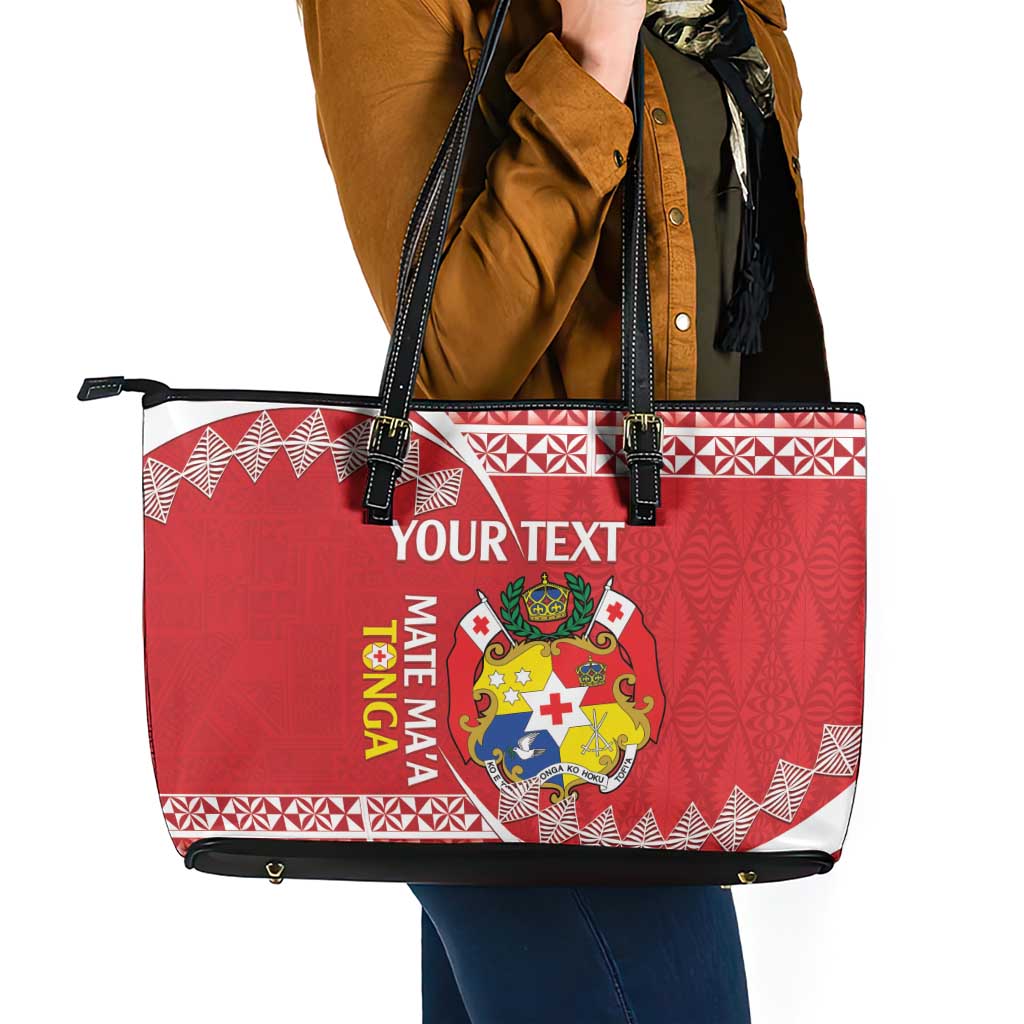 Custom Mate Maa Tonga Leather Tote Bag 2024 Go Champions LT14 - Polynesian Pride