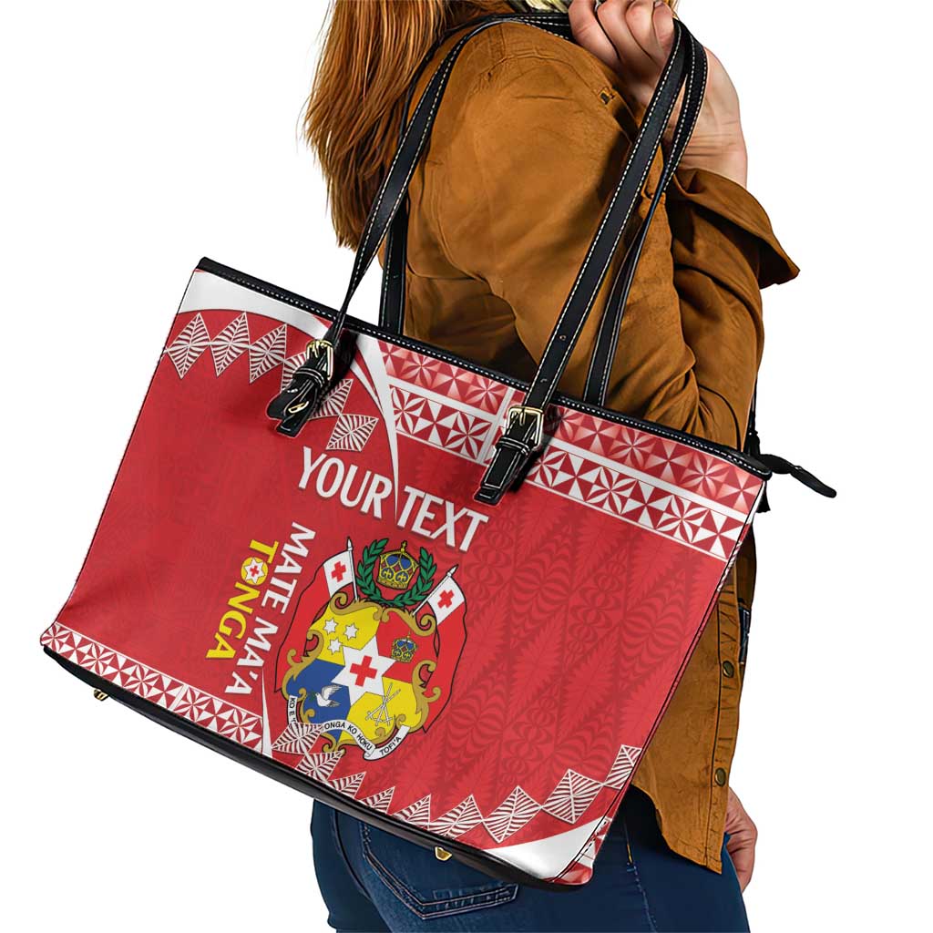 Custom Mate Maa Tonga Leather Tote Bag 2024 Go Champions LT14 - Polynesian Pride