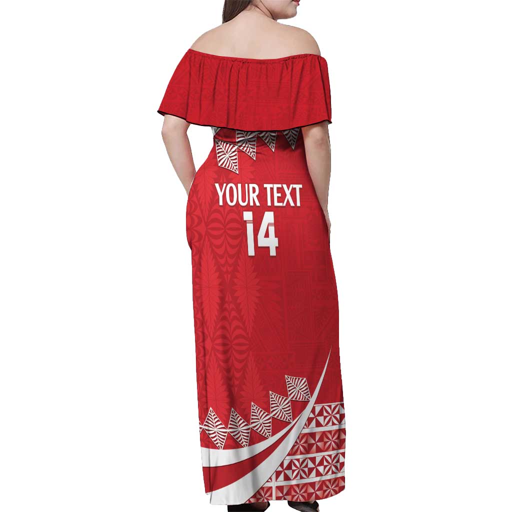 Custom Mate Maa Tonga Off Shoulder Maxi Dress 2024 Go Champions LT14 - Polynesian Pride