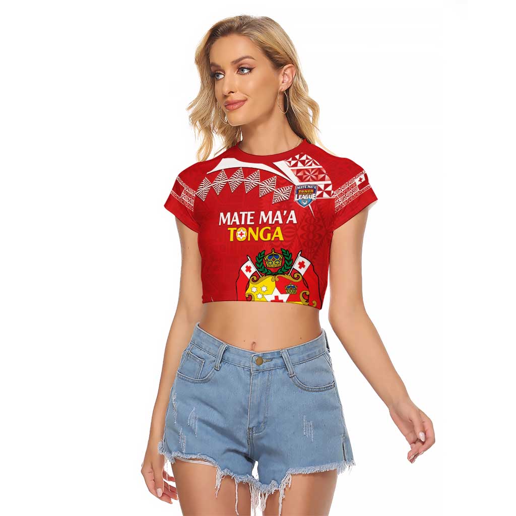 Custom Mate Maa Tonga Raglan Cropped T Shirt 2024 Go Champions LT14 Female Red - Polynesian Pride