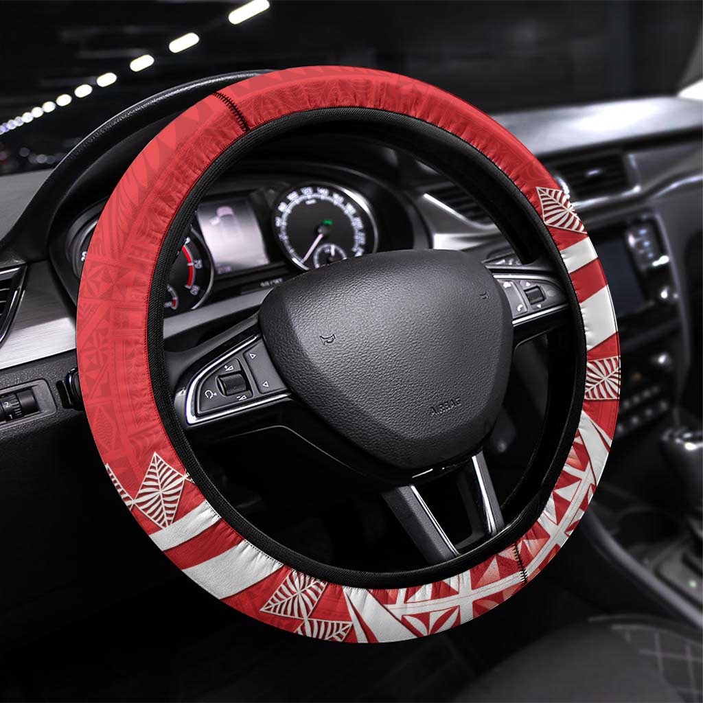Mate Maa Tonga Steering Wheel Cover 2024 Go Champions LT14 Universal Fit Red - Polynesian Pride