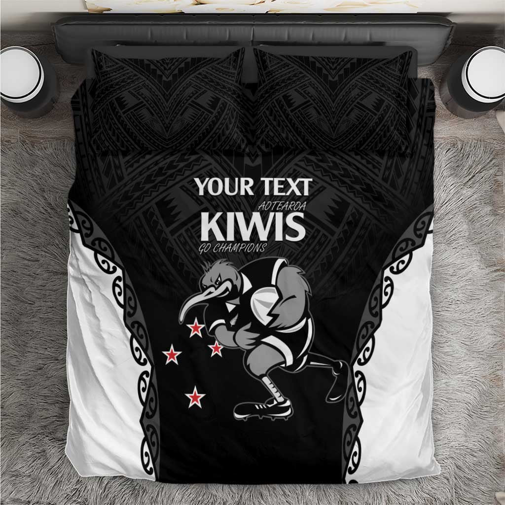 Aotearoa Rugby Custom Bedding Set Maori Kiwi - Mascot Style