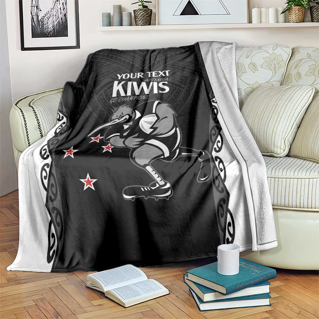 Aotearoa Rugby Custom Blanket Maori Kiwi - Mascot Style