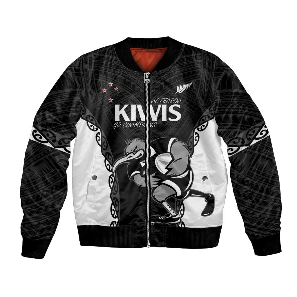 Aotearoa Rugby Custom Bomber Jacket Maori Kiwi - Mascot Style