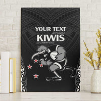 Aotearoa Rugby Custom Canvas Wall Art Maori Kiwi - Mascot Style LT14 Without Frame Black - Polynesian Pride