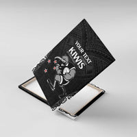 Aotearoa Rugby Custom Canvas Wall Art Maori Kiwi - Mascot Style LT14 With Frame Black - Polynesian Pride