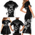 Aotearoa Rugby Custom Family Matching Short Sleeve Bodycon Dress and Hawaiian Shirt Maori Kiwi - Mascot Style