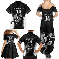 Aotearoa Rugby Custom Family Matching Summer Maxi Dress and Hawaiian Shirt Maori Kiwi - Mascot Style
