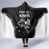 Aotearoa Rugby Custom Hooded Blanket Maori Kiwi - Mascot Style LT14 One Size Black - Polynesian Pride