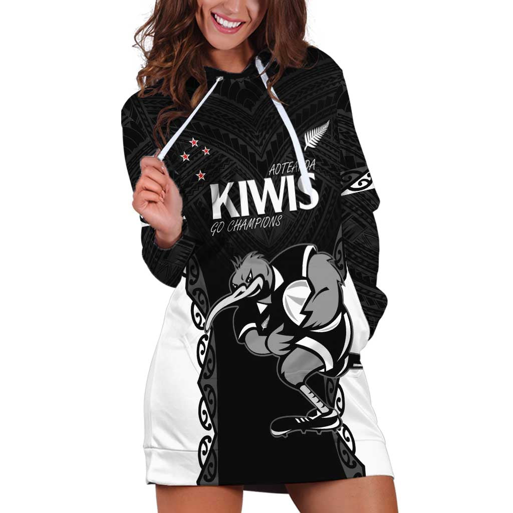 Aotearoa Rugby Custom Hoodie Dress Maori Kiwi - Mascot Style