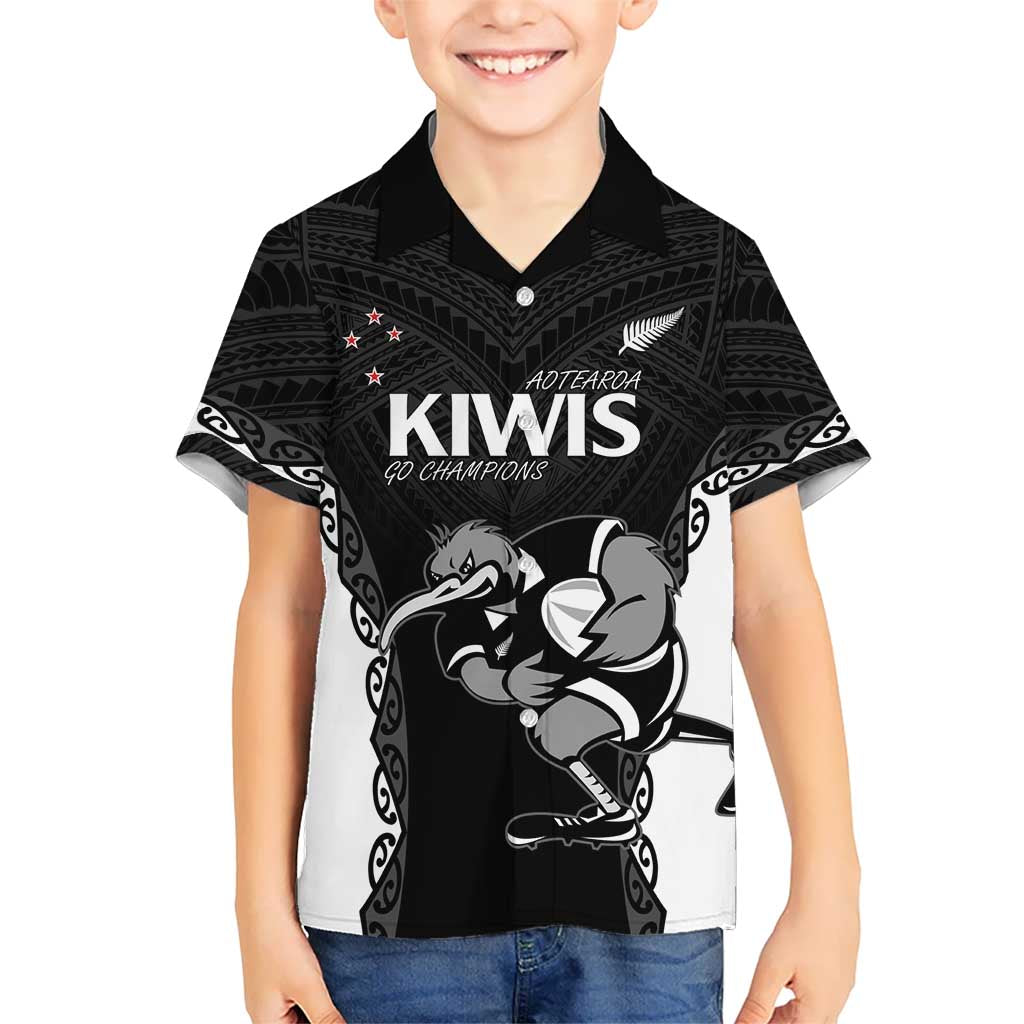 Aotearoa Rugby Custom Kid Hawaiian Shirt Maori Kiwi - Mascot Style