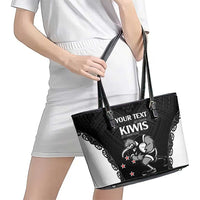 Aotearoa Rugby Custom Leather Tote Bag Maori Kiwi - Mascot Style LT14 - Polynesian Pride