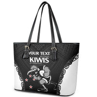 Aotearoa Rugby Custom Leather Tote Bag Maori Kiwi - Mascot Style LT14 - Polynesian Pride