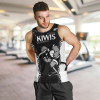 Aotearoa Rugby Custom Men Tank Top Maori Kiwi - Mascot Style LT14 Black - Polynesian Pride