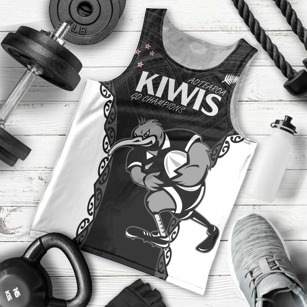 Aotearoa Rugby Custom Men Tank Top Maori Kiwi - Mascot Style LT14 - Polynesian Pride