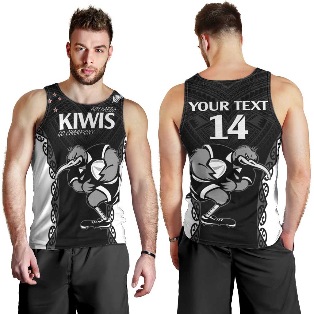 Aotearoa Rugby Custom Men Tank Top Maori Kiwi - Mascot Style LT14 - Polynesian Pride