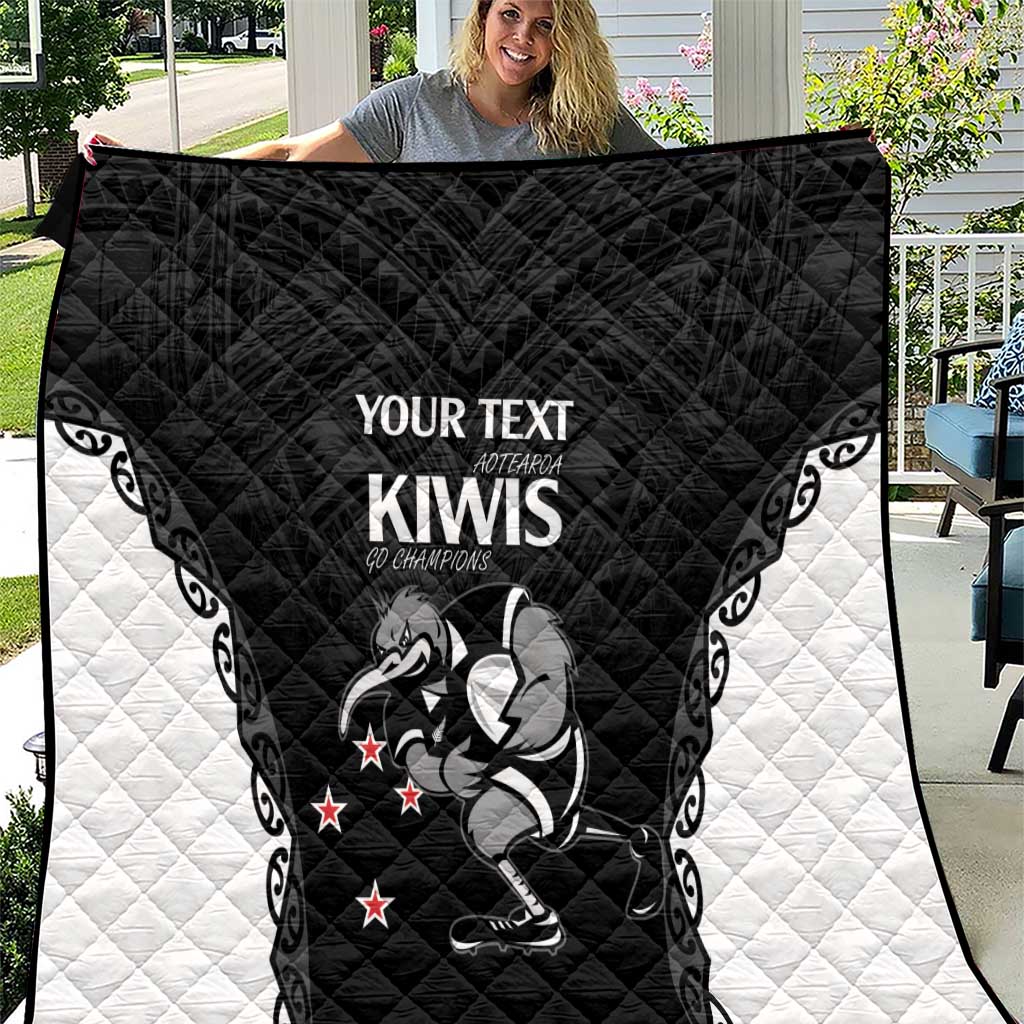 Aotearoa Rugby Custom Quilt Maori Kiwi - Mascot Style