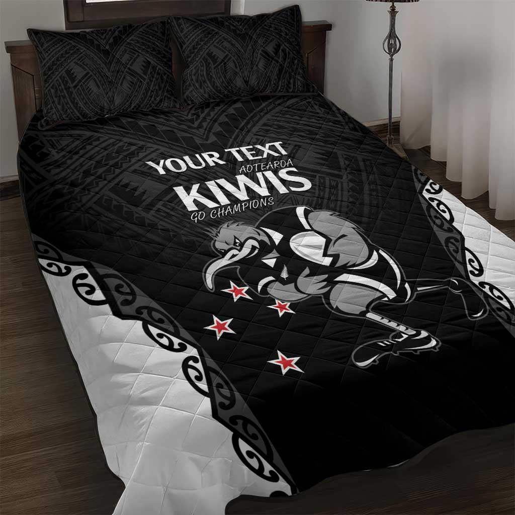 Aotearoa Rugby Custom Quilt Bed Set Maori Kiwi - Mascot Style