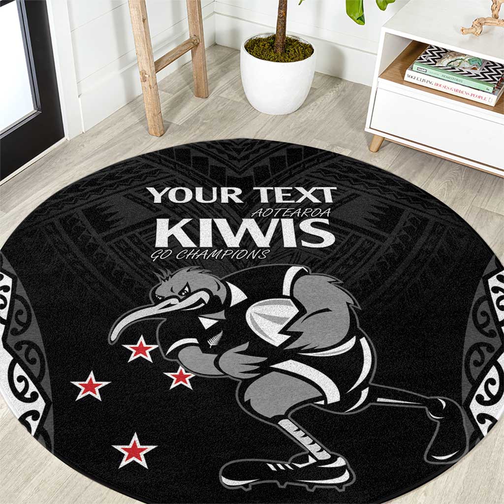 Aotearoa Rugby Custom Round Carpet Maori Kiwi - Mascot Style