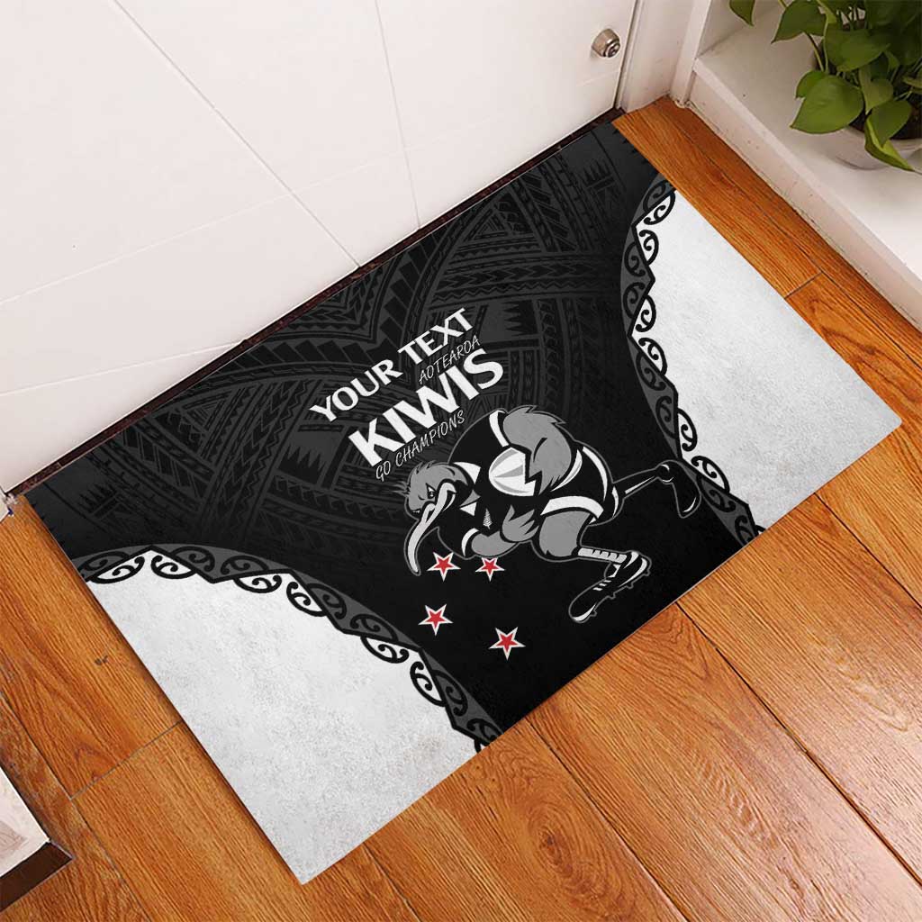 Aotearoa Rugby Custom Rubber Doormat Maori Kiwi - Mascot Style LT14 - Polynesian Pride