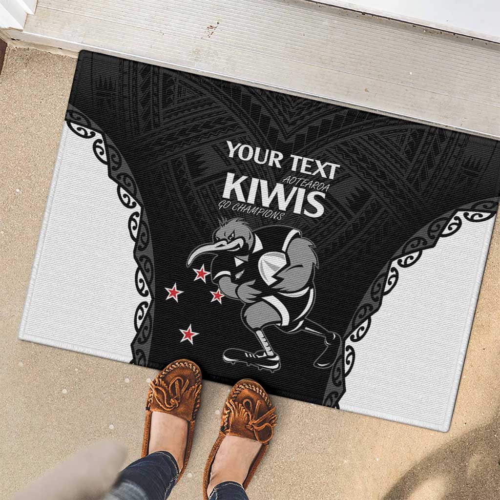 Aotearoa Rugby Custom Rubber Doormat Maori Kiwi - Mascot Style LT14 - Polynesian Pride