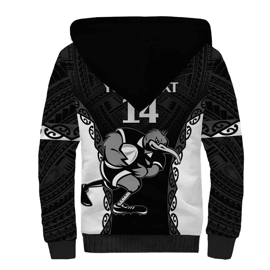 Aotearoa Rugby Custom Sherpa Hoodie Maori Kiwi - Mascot Style LT14 - Polynesian Pride