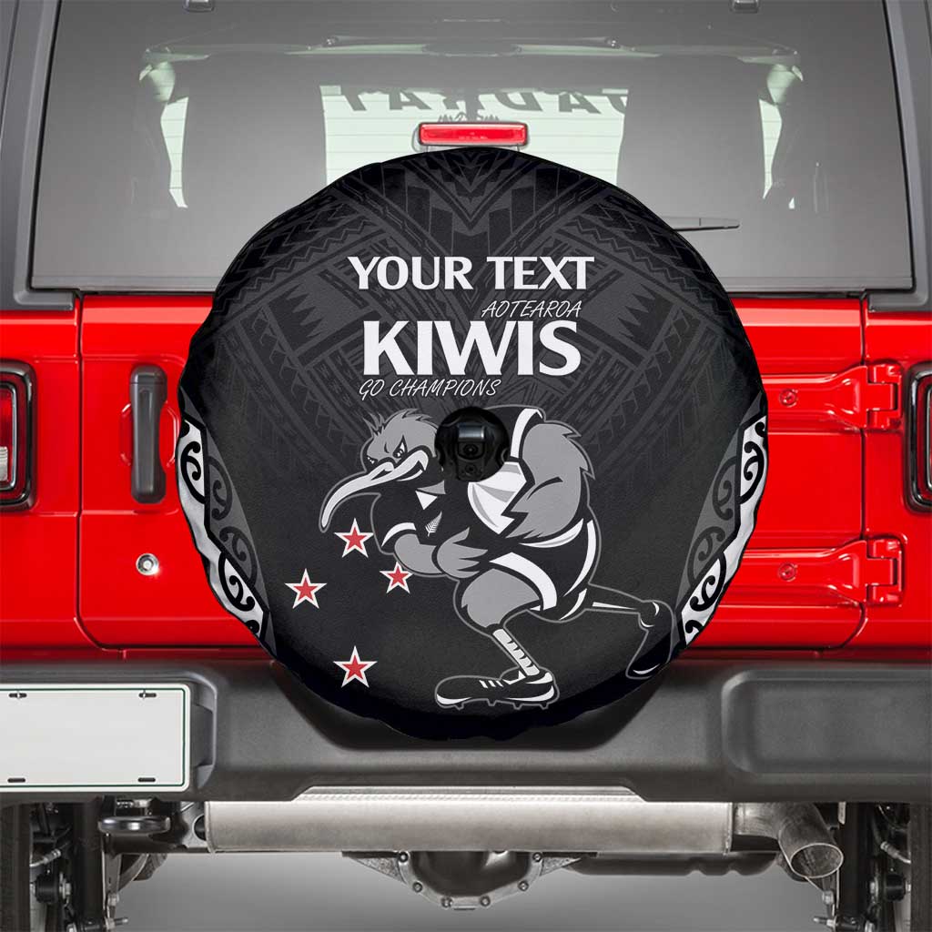 Aotearoa Rugby Custom Spare Tire Cover Maori Kiwi - Mascot Style LT14 - Polynesian Pride