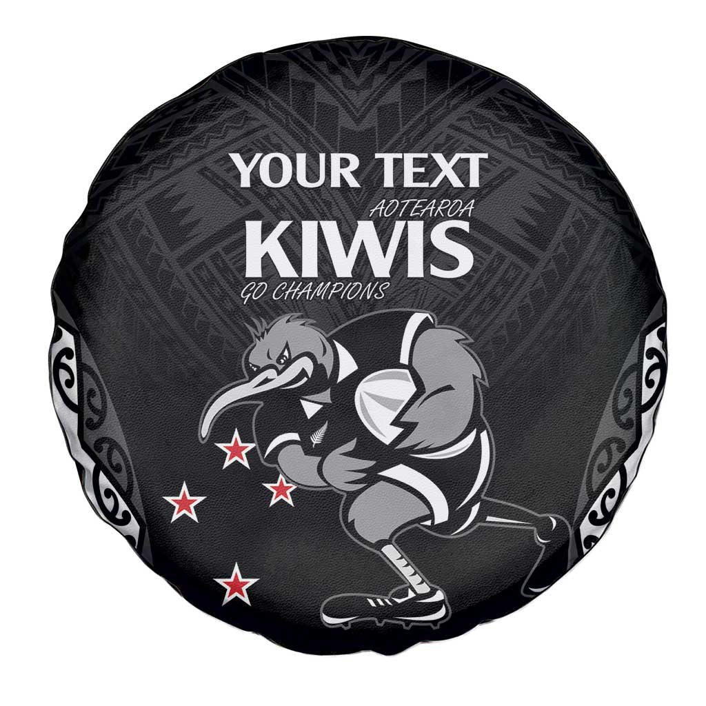 Aotearoa Rugby Custom Spare Tire Cover Maori Kiwi - Mascot Style LT14 - Polynesian Pride