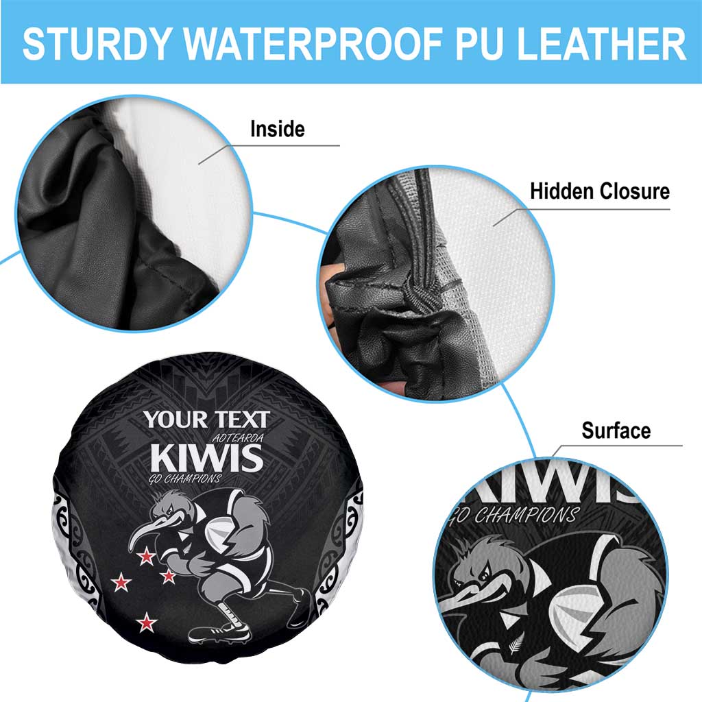Aotearoa Rugby Custom Spare Tire Cover Maori Kiwi - Mascot Style LT14 - Polynesian Pride