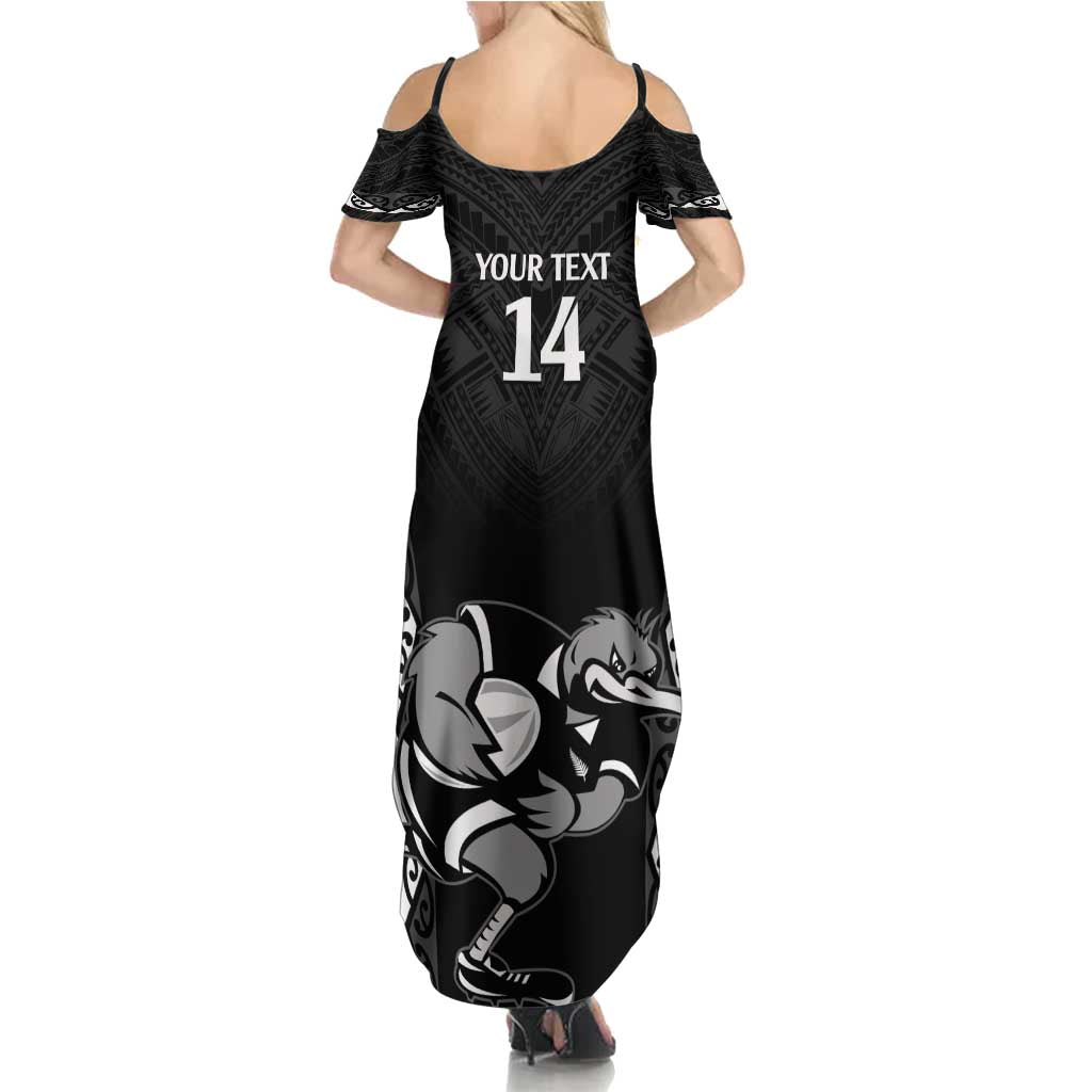 Aotearoa Rugby Custom Summer Maxi Dress Maori Kiwi - Mascot Style LT14 - Polynesian Pride