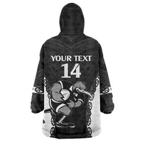 Aotearoa Rugby Custom Wearable Blanket Hoodie Maori Kiwi - Mascot Style LT14 - Polynesian Pride