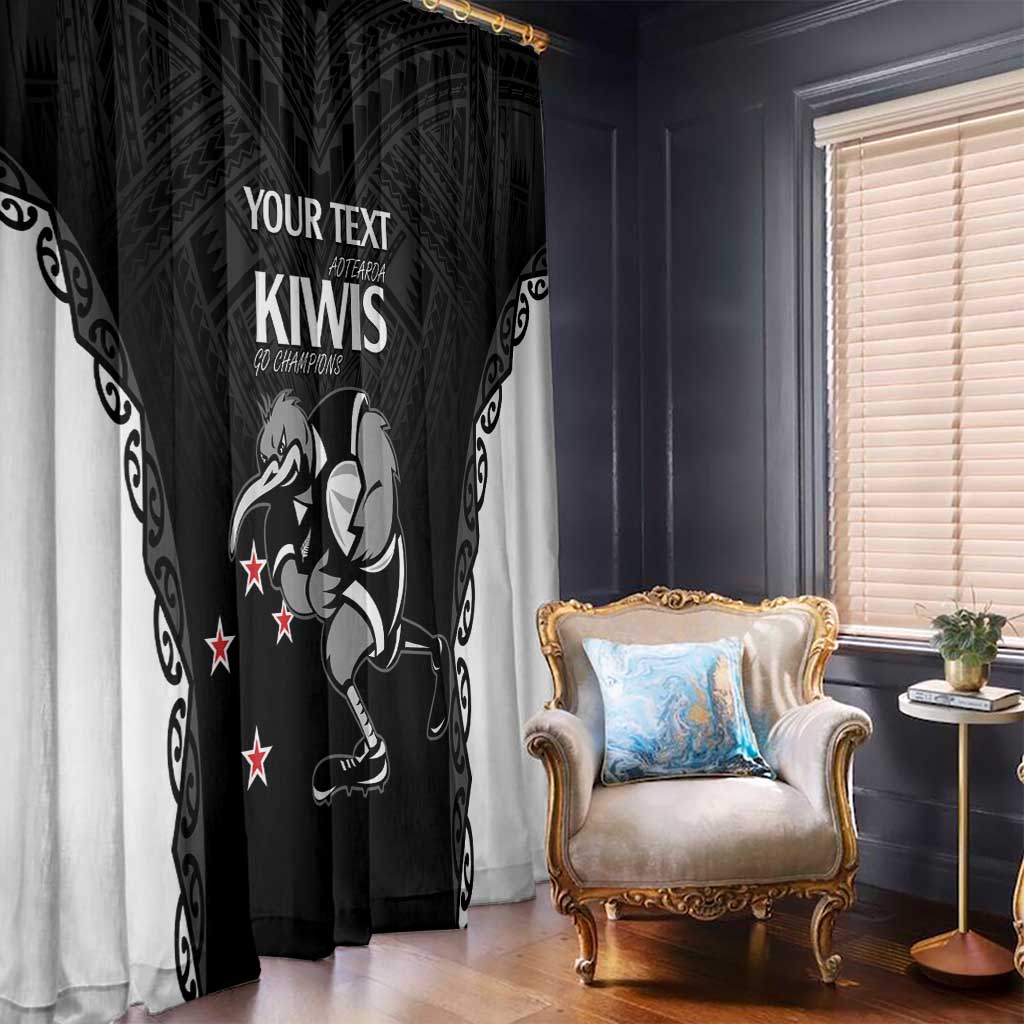 Aotearoa Rugby Custom Window Curtain Maori Kiwi - Mascot Style LT14 - Polynesian Pride