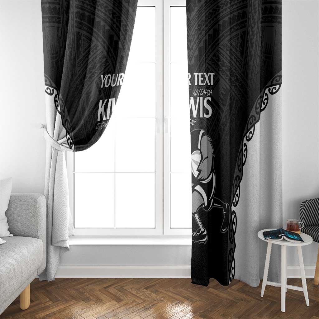 Aotearoa Rugby Custom Window Curtain Maori Kiwi - Mascot Style LT14 - Polynesian Pride