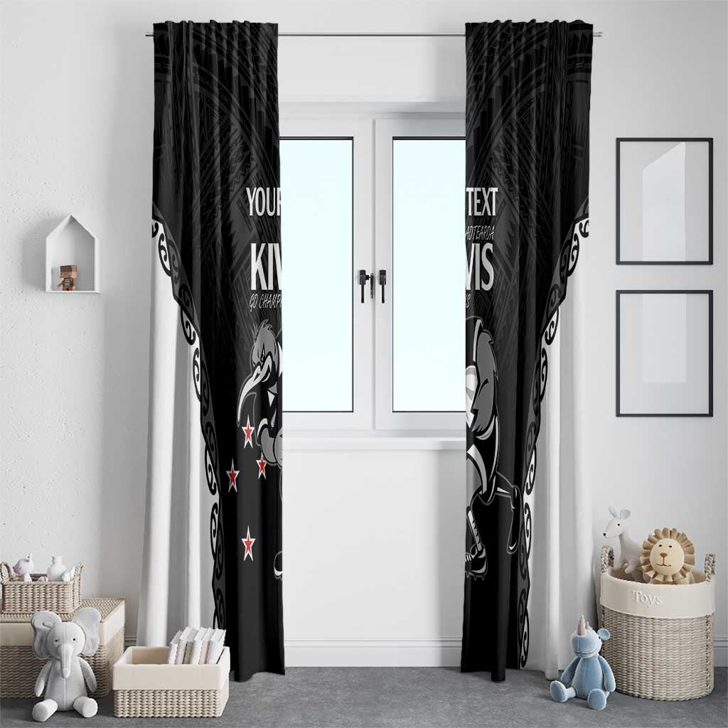 Aotearoa Rugby Custom Window Curtain Maori Kiwi - Mascot Style LT14 - Polynesian Pride