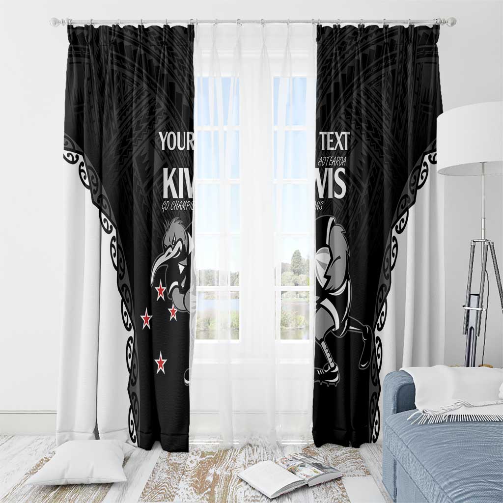 Aotearoa Rugby Custom Window Curtain Maori Kiwi - Mascot Style LT14 - Polynesian Pride