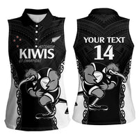 Aotearoa Rugby Custom Women Sleeveless Polo Shirt Maori Kiwi - Mascot Style