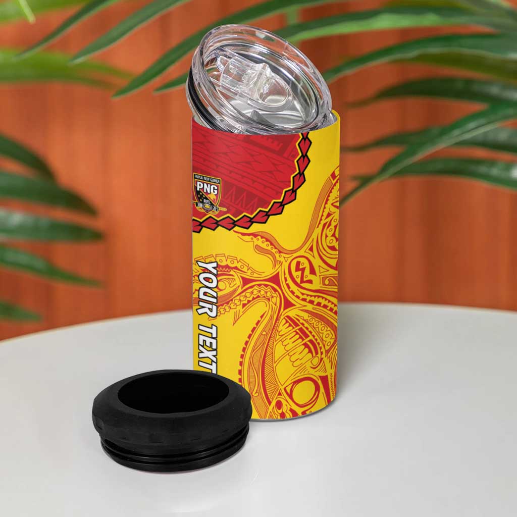Custom Papua New Guinea Rugby 4 in 1 Can Cooler Tumbler Go Kumuls PNG - Polynesian Pattern