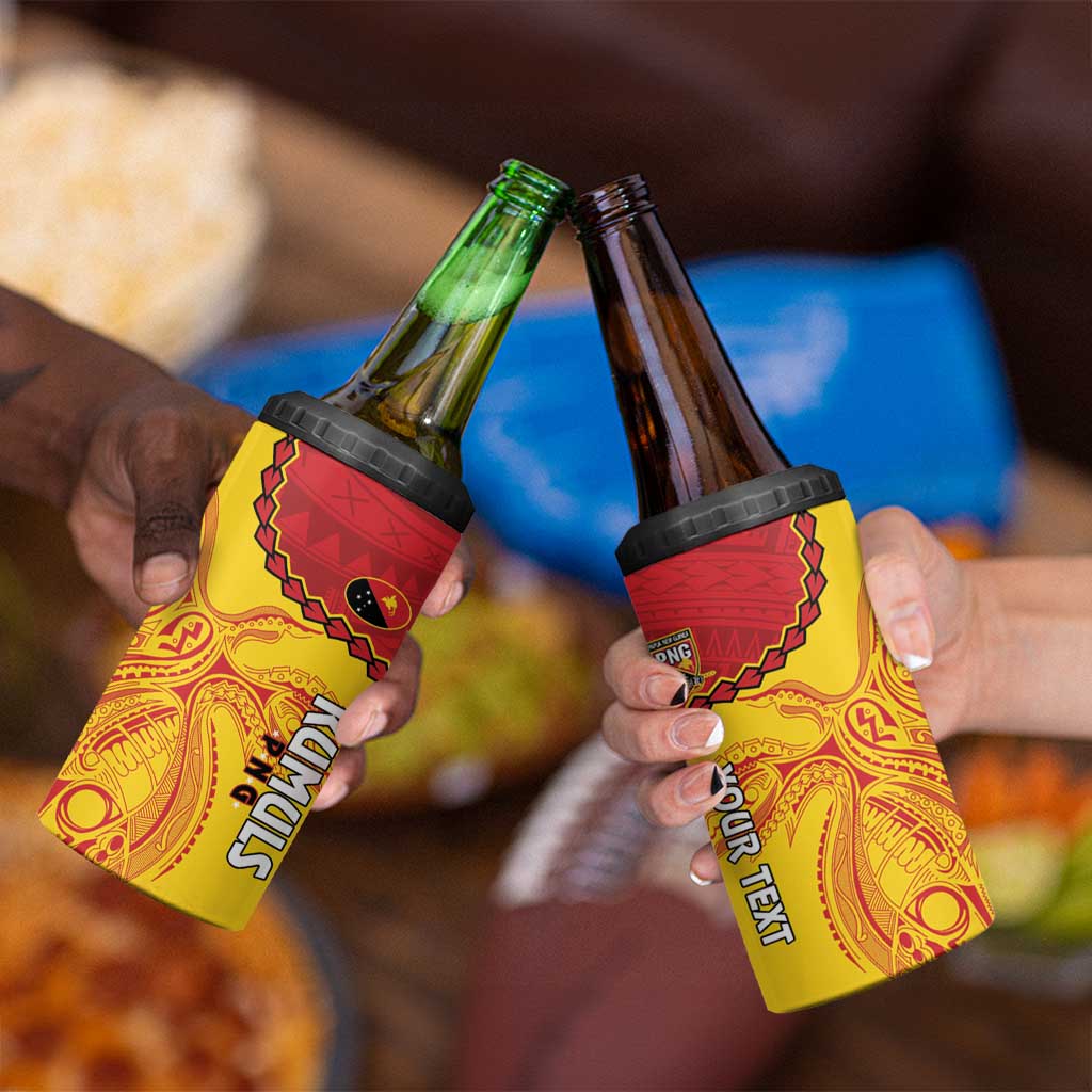 Custom Papua New Guinea Rugby 4 in 1 Can Cooler Tumbler Go Kumuls PNG - Polynesian Pattern