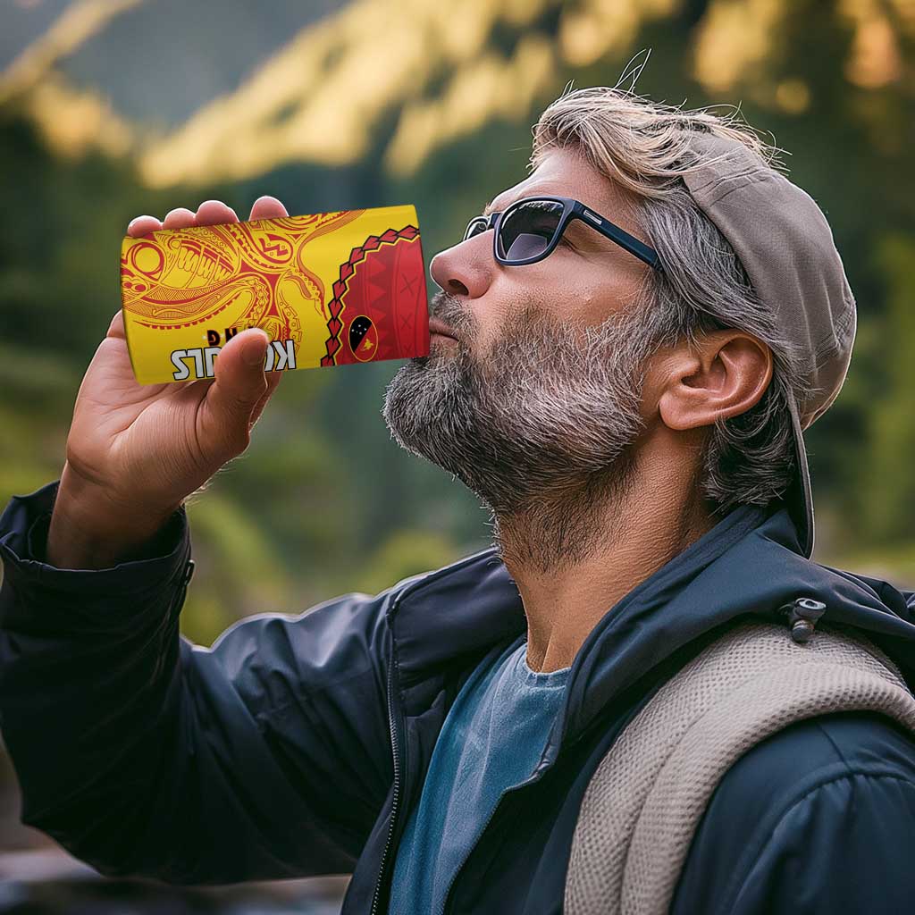 Custom Papua New Guinea Rugby 4 in 1 Can Cooler Tumbler Go Kumuls PNG - Polynesian Pattern