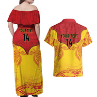 Papua New Guinea Rugby Custom Couples Matching Off Shoulder Maxi Dress and Hawaiian Shirt Go Kumuls PNG - Polynesian Pattern