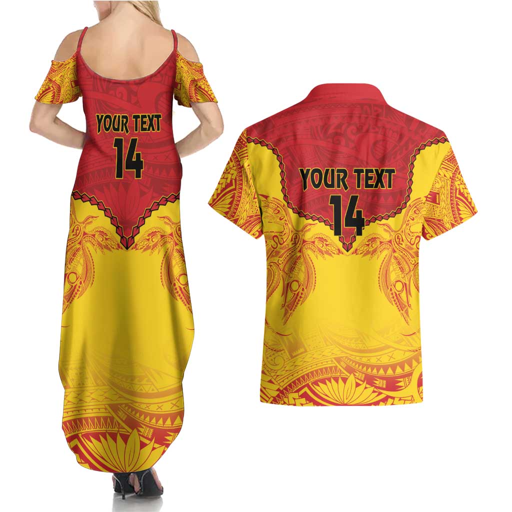 Papua New Guinea Rugby Custom Couples Matching Summer Maxi Dress and Hawaiian Shirt Go Kumuls PNG - Polynesian Pattern